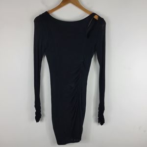 New Akira Chicago Shoulder Cutout Ruched Long Sleeve Bodycon Mini Dress